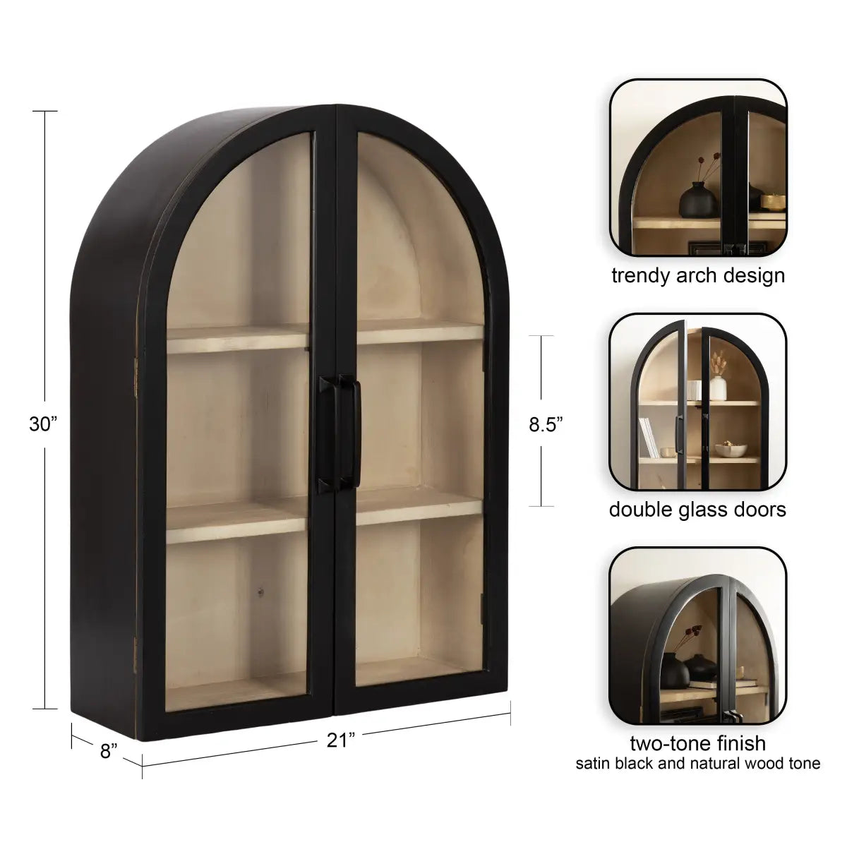 Arcott Arch Wall Cabinet with Shelves - kateandlaurel