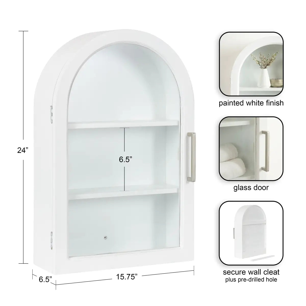 Arcott Arch Wall Cabinet with Shelves - kateandlaurel