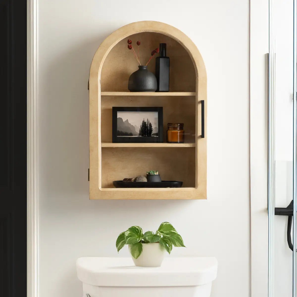 Arcott Arch Wall Cabinet with Shelves - kateandlaurel