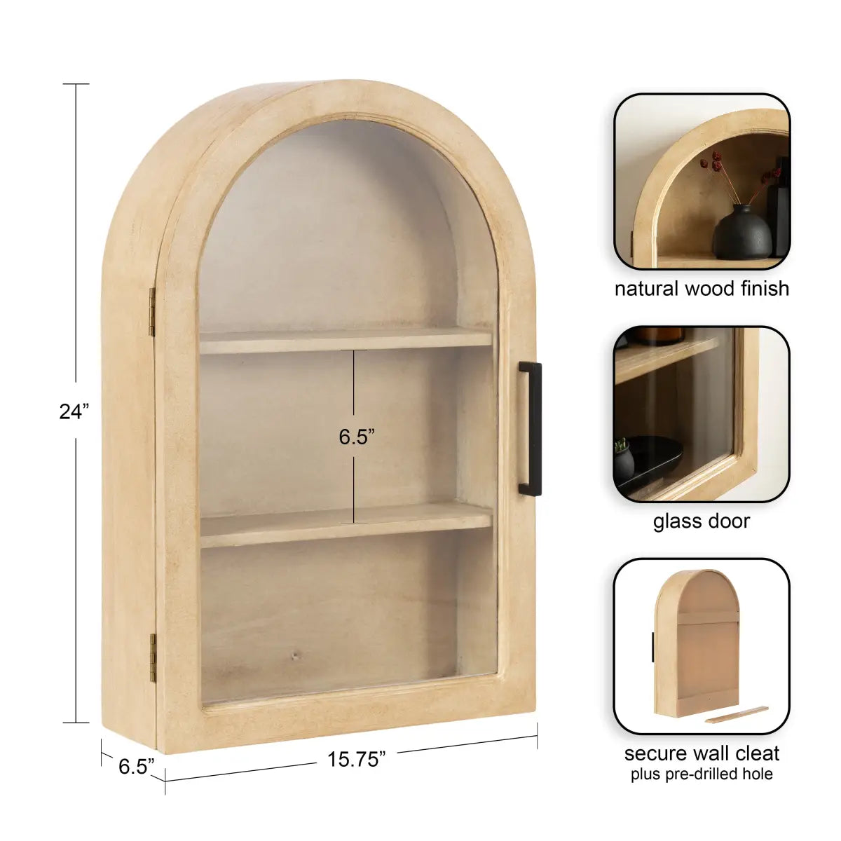 Arcott Arch Wall Cabinet with Shelves - kateandlaurel