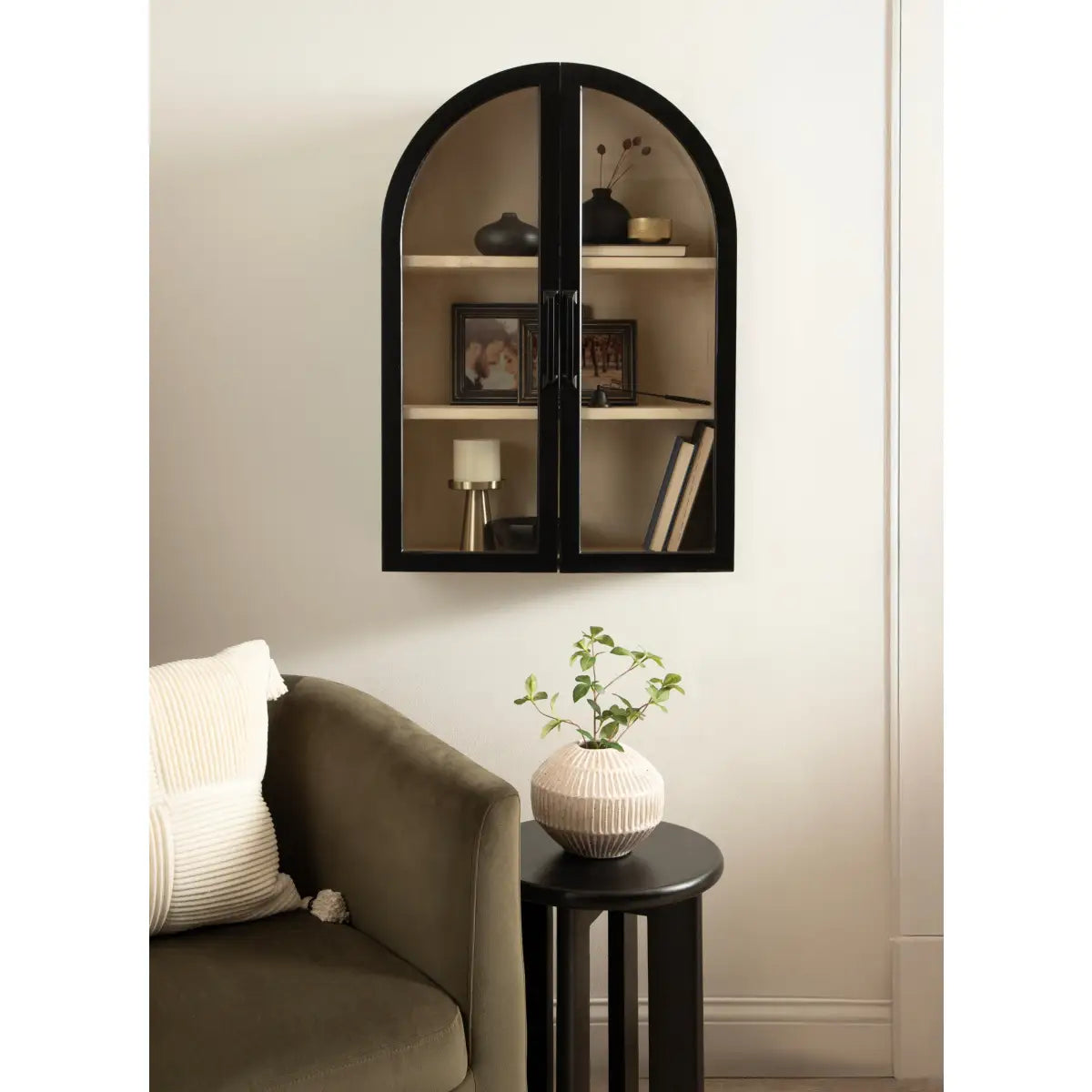 Arcott Arch Wall Cabinet with Shelves - kateandlaurel
