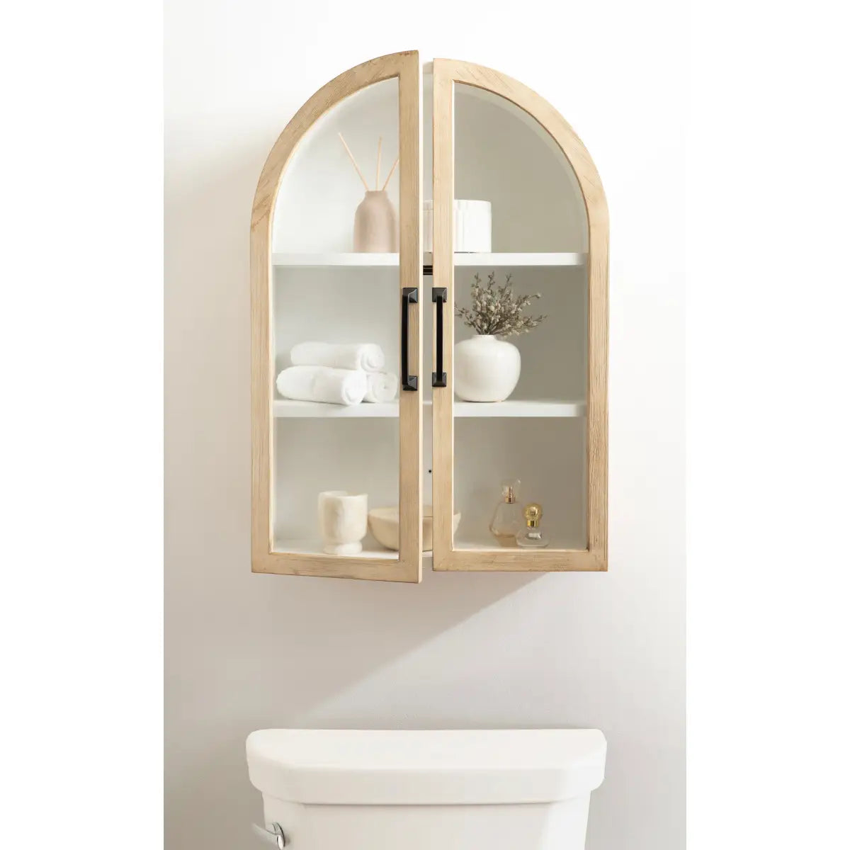 Arcott Arch Wall Cabinet with Shelves - kateandlaurel