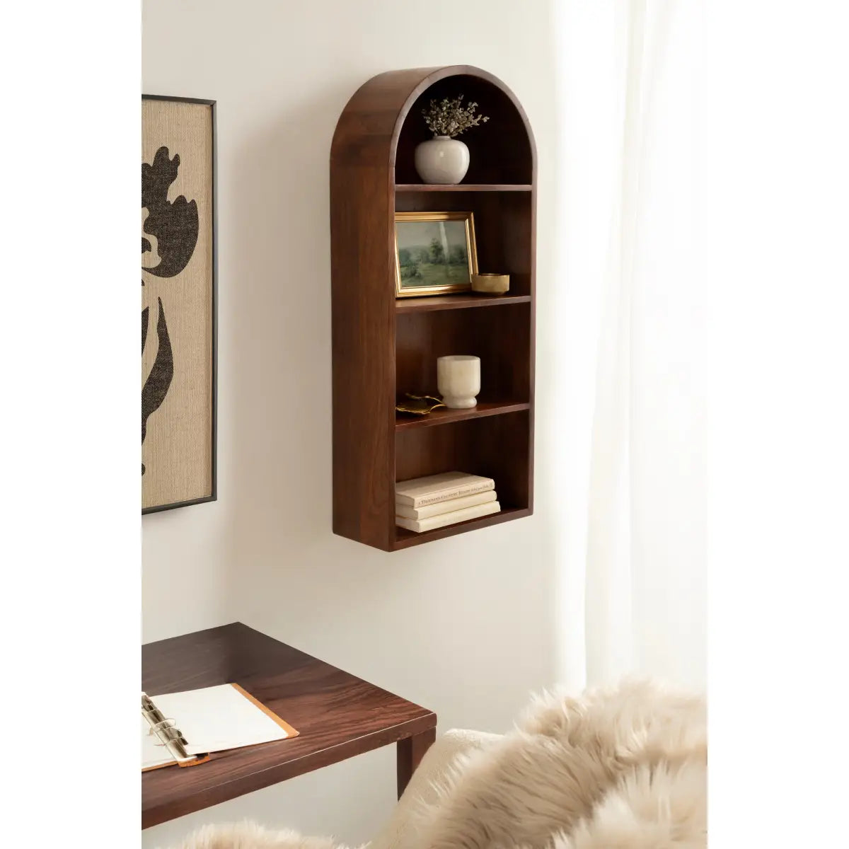 Arcott Arch Wall Shelf - Wood 4 Shelves - kateandlaurel