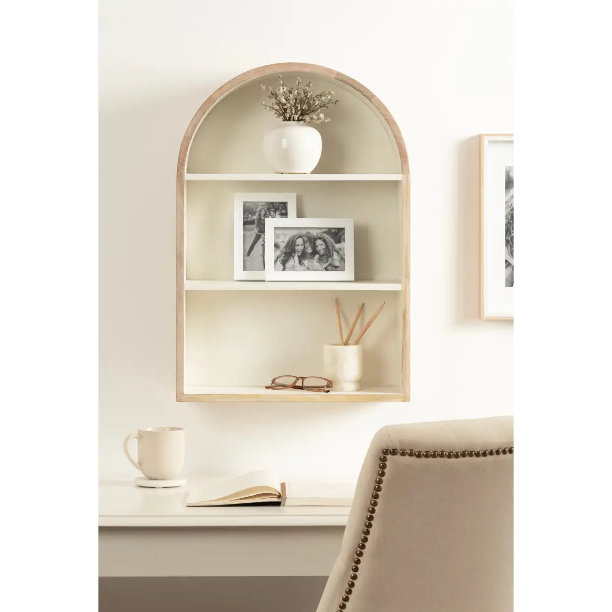 Arcott Arch Wall Shelf - Wood 4 Shelves - kateandlaurel