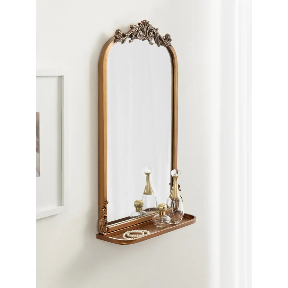 Arendahl Elegant Arch Mirror with Shelf - kateandlaurel
