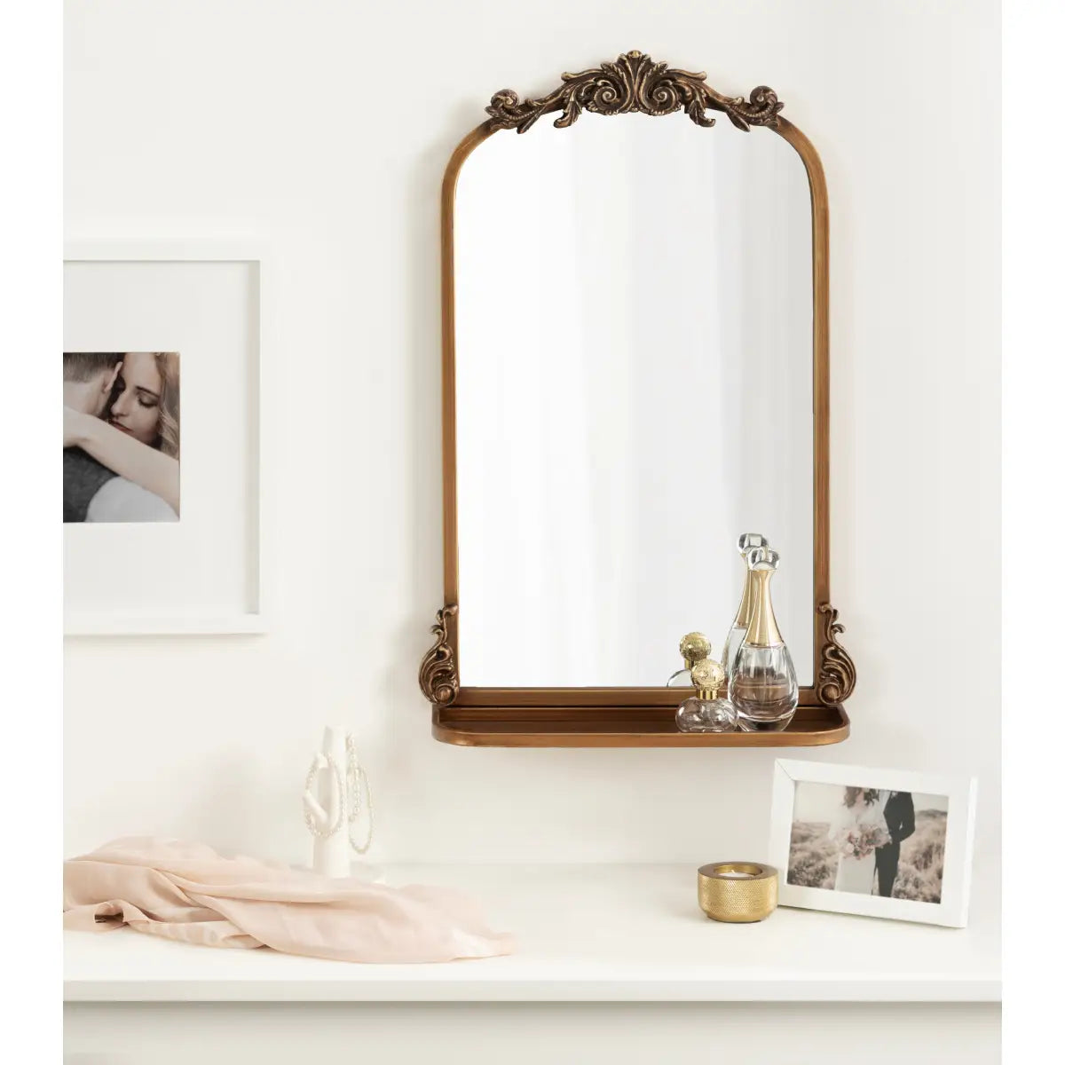 Arendahl Elegant Arch Mirror with Shelf - kateandlaurel