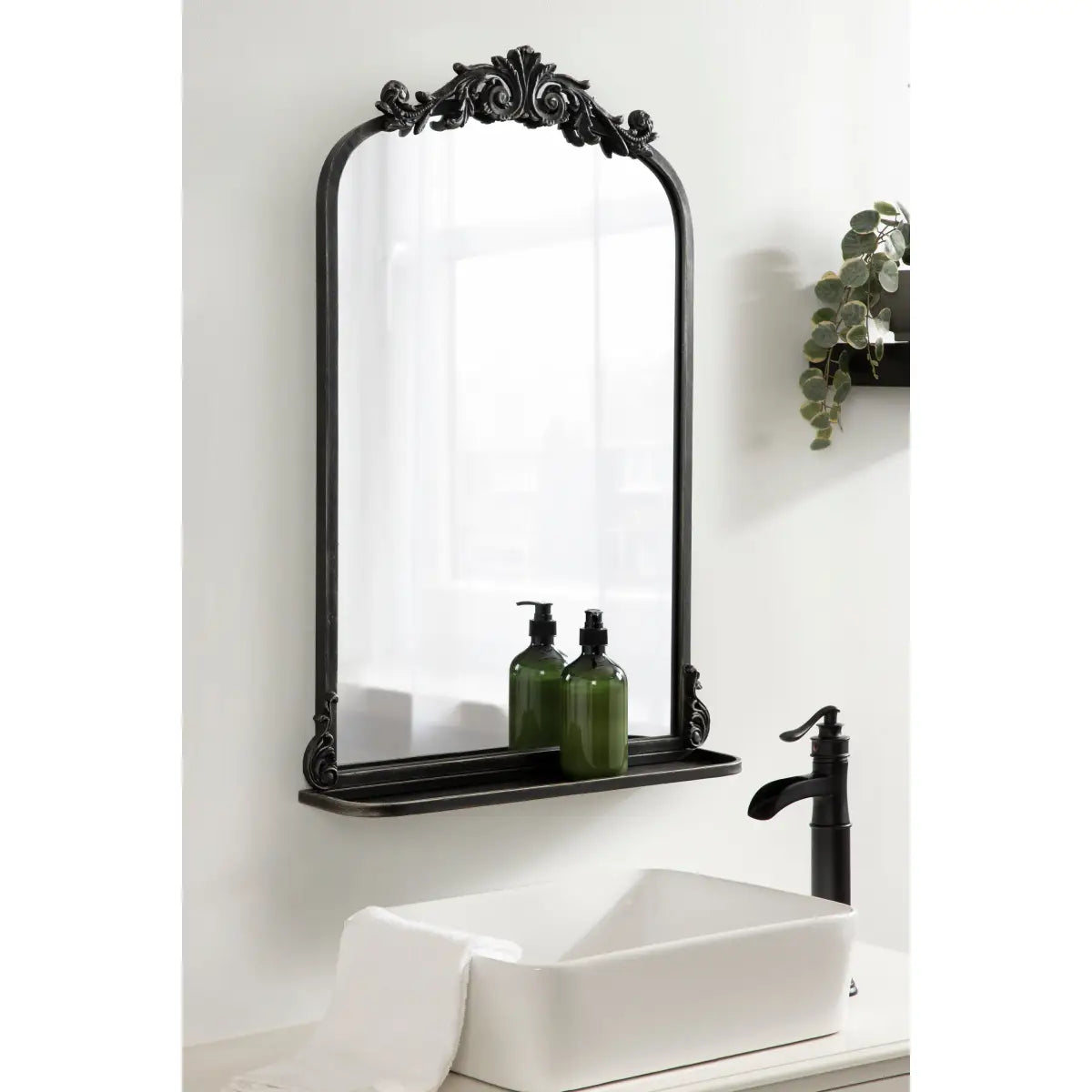 Arendahl Elegant Arch Mirror with Shelf - kateandlaurel