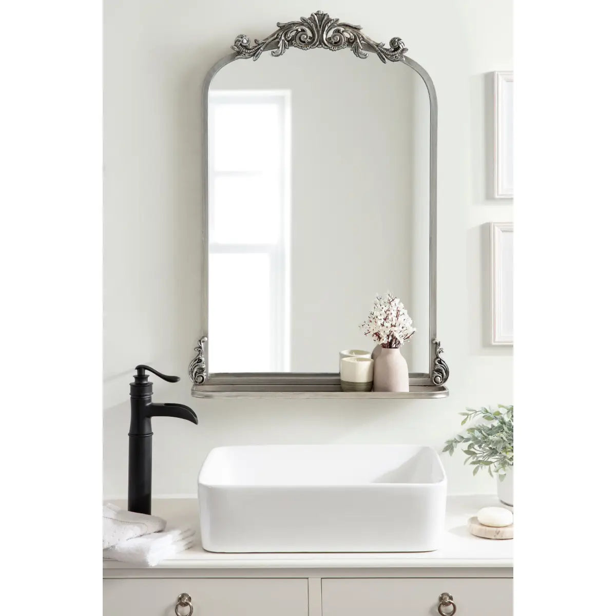 Arendahl Elegant Arch Mirror with Shelf - kateandlaurel