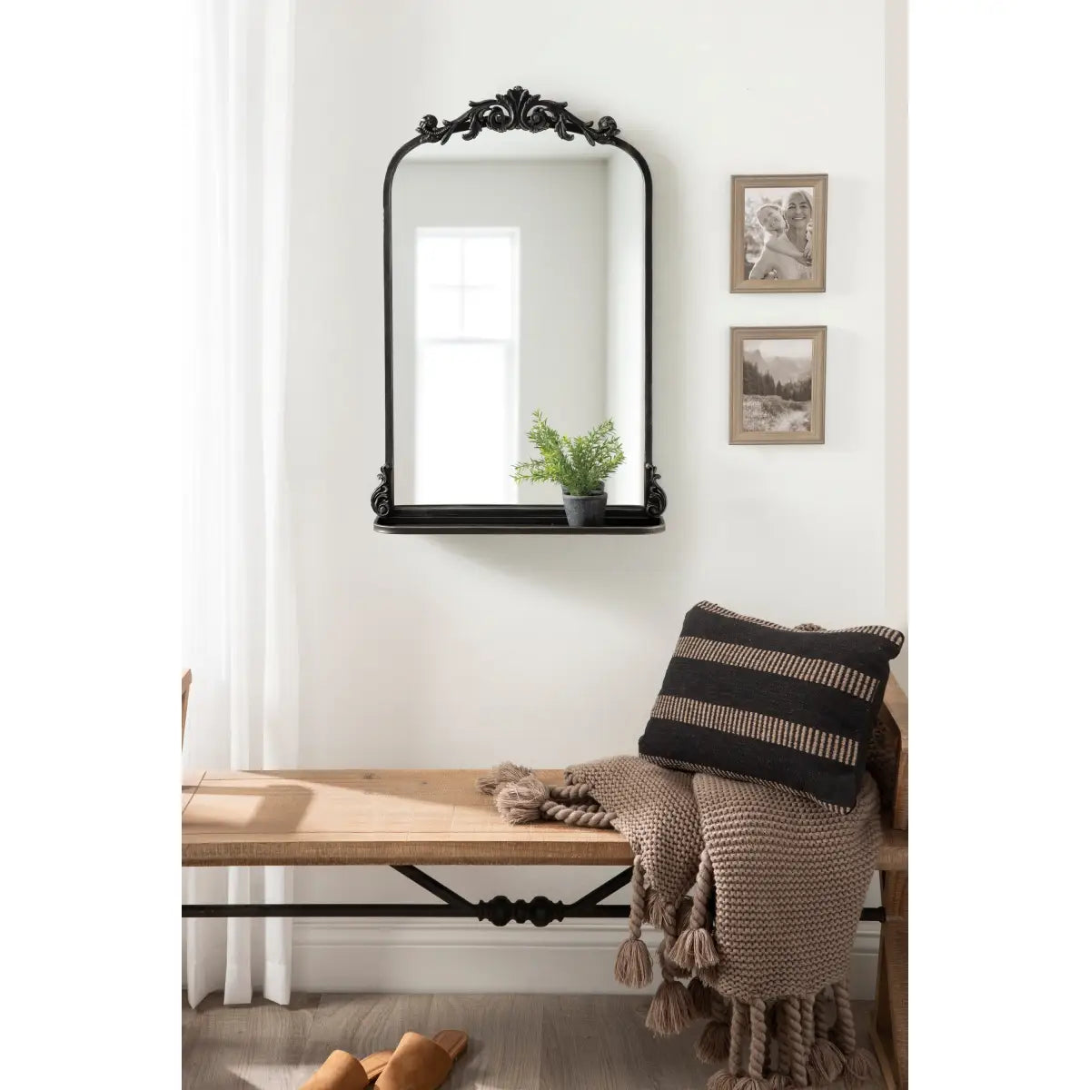 Arendahl Elegant Arch Mirror with Shelf - kateandlaurel