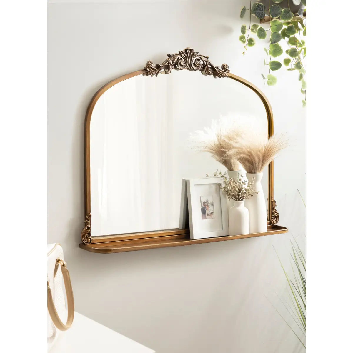 Arendahl Elegant Arch Mirror with Shelf - kateandlaurel