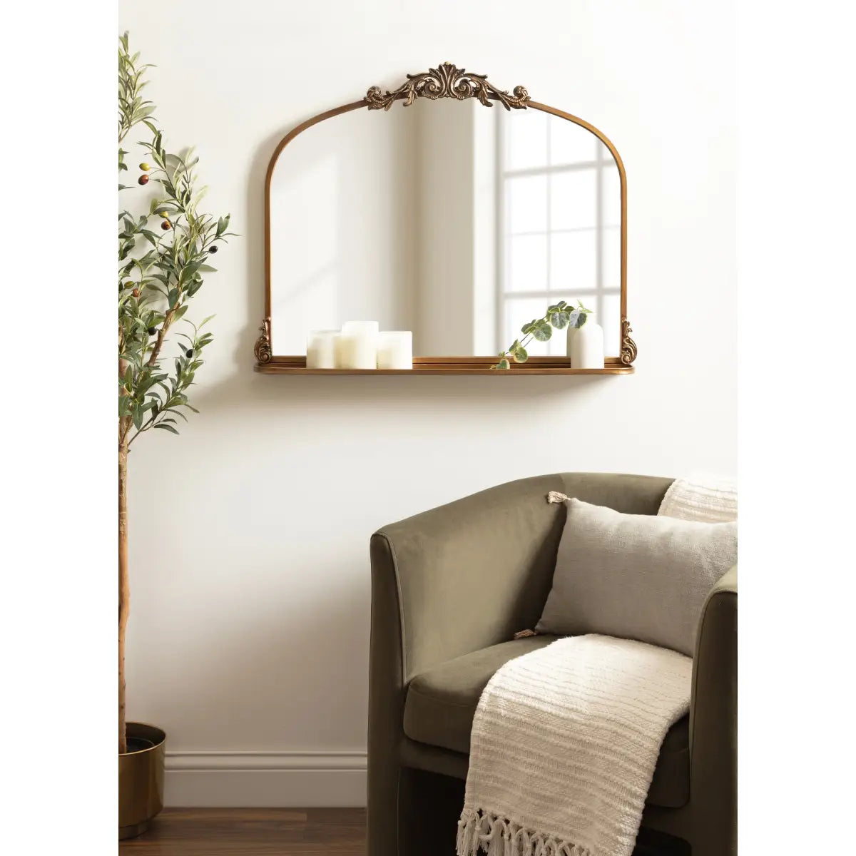 Arendahl Elegant Arch Mirror with Shelf - kateandlaurel