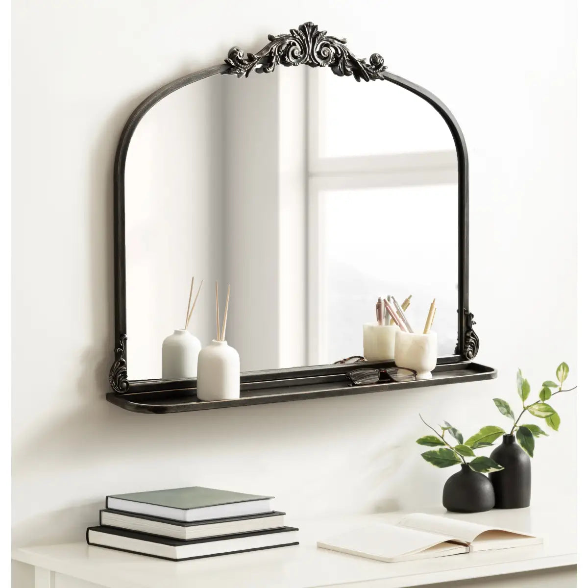 Arendahl Elegant Arch Mirror with Shelf - kateandlaurel