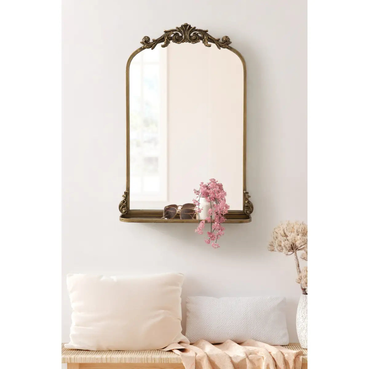 Arendahl Elegant Arch Mirror with Shelf - kateandlaurel