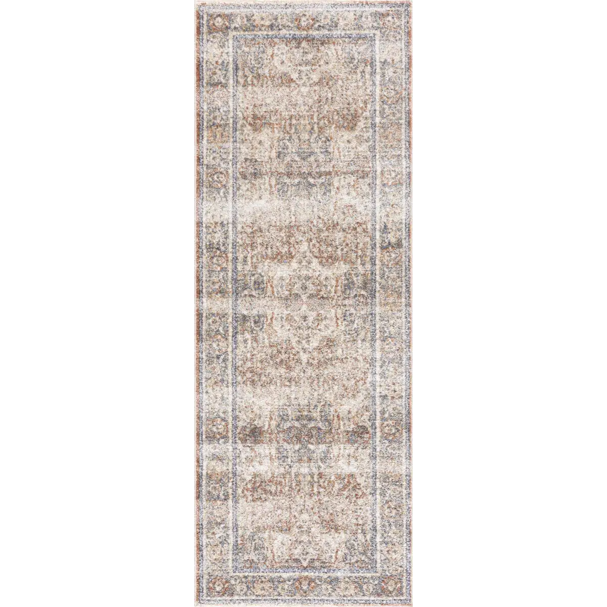 Arias Beige Blue Washable Area Rug - 2’7’’ x 7’3’’ Runner - Boutique Rugs