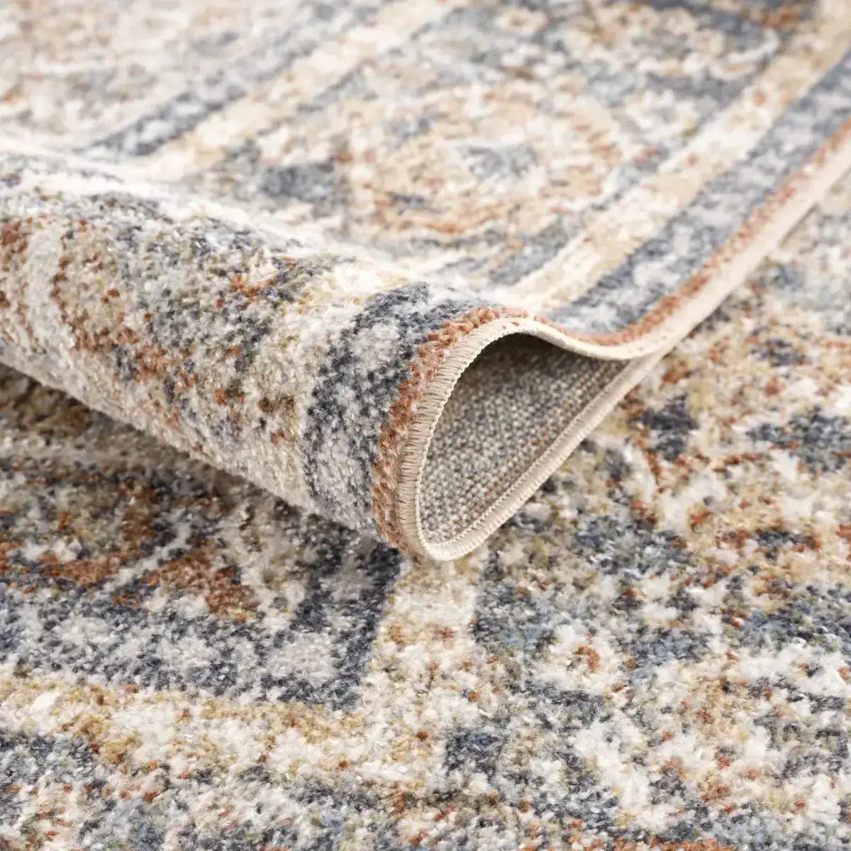 Arias Beige Blue Washable Area Rug - Boutique Rugs