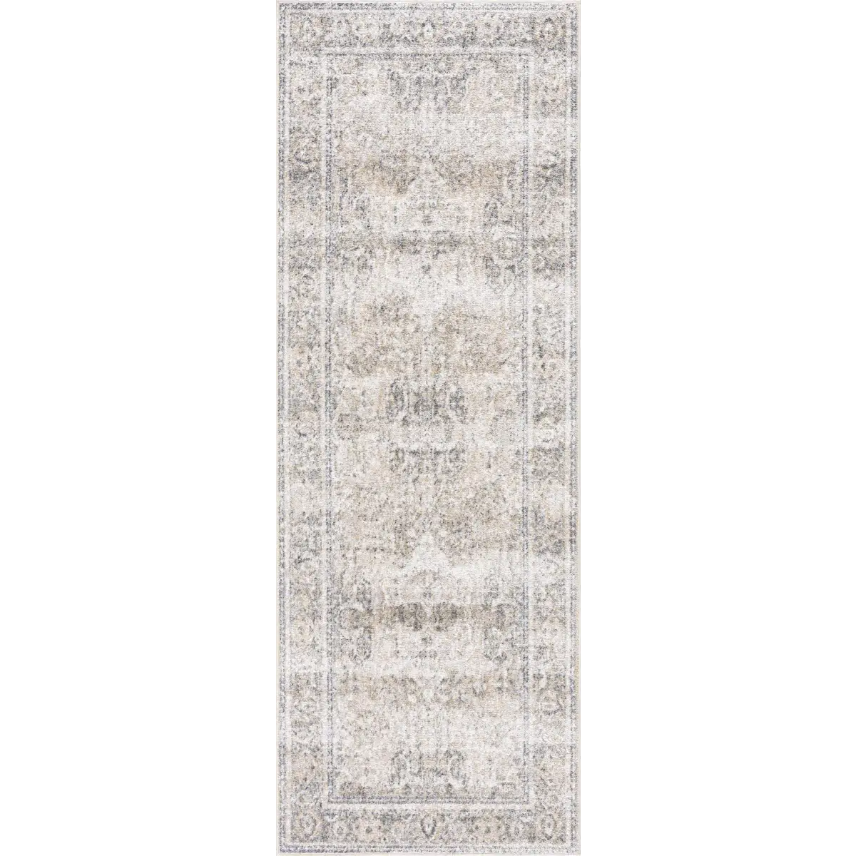 Arias Cream & Blue Washable Area Rug - * 2’7’’ x 7’3’’ Runner - Boutique Rugs