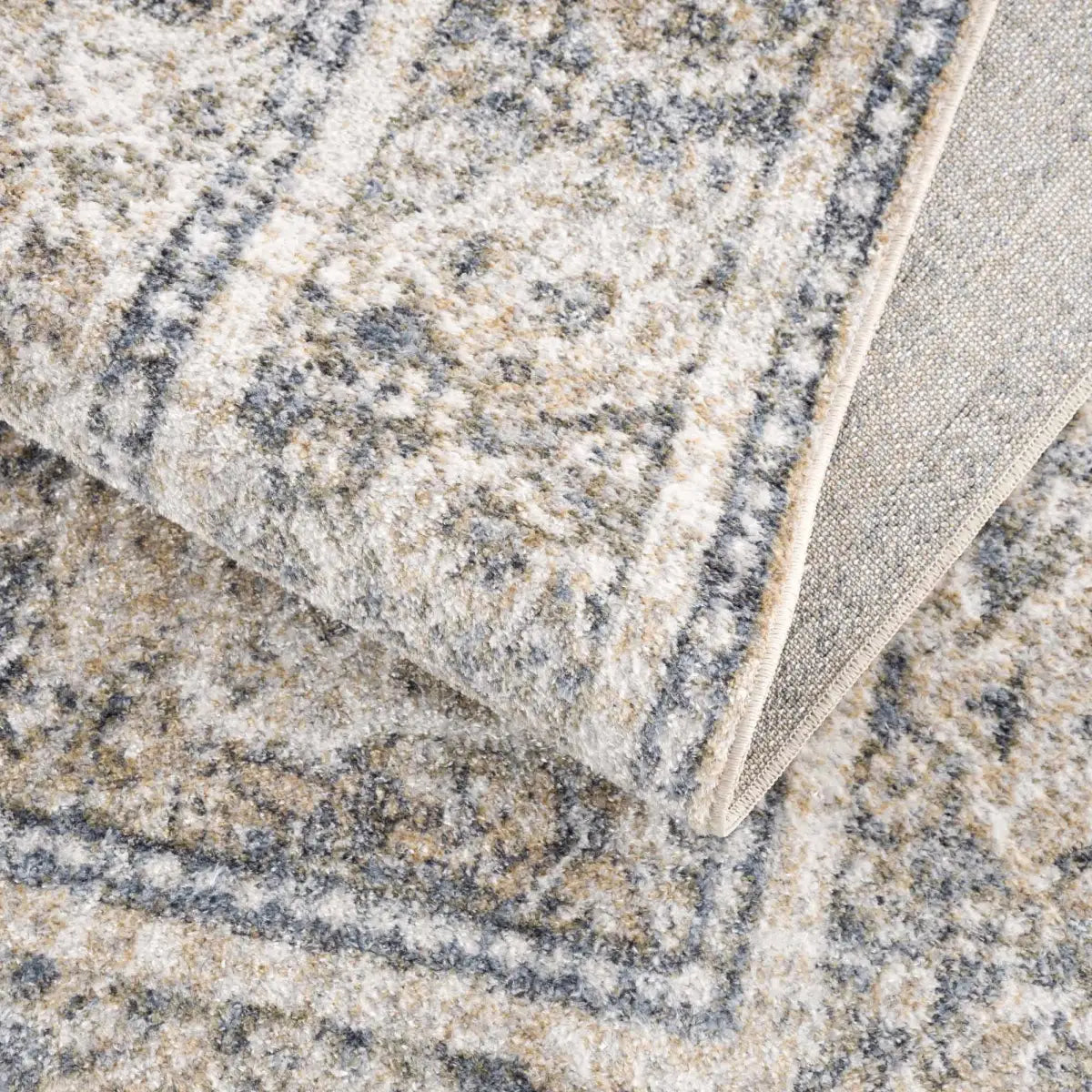 Arias Cream & Blue Washable Area Rug - Boutique Rugs
