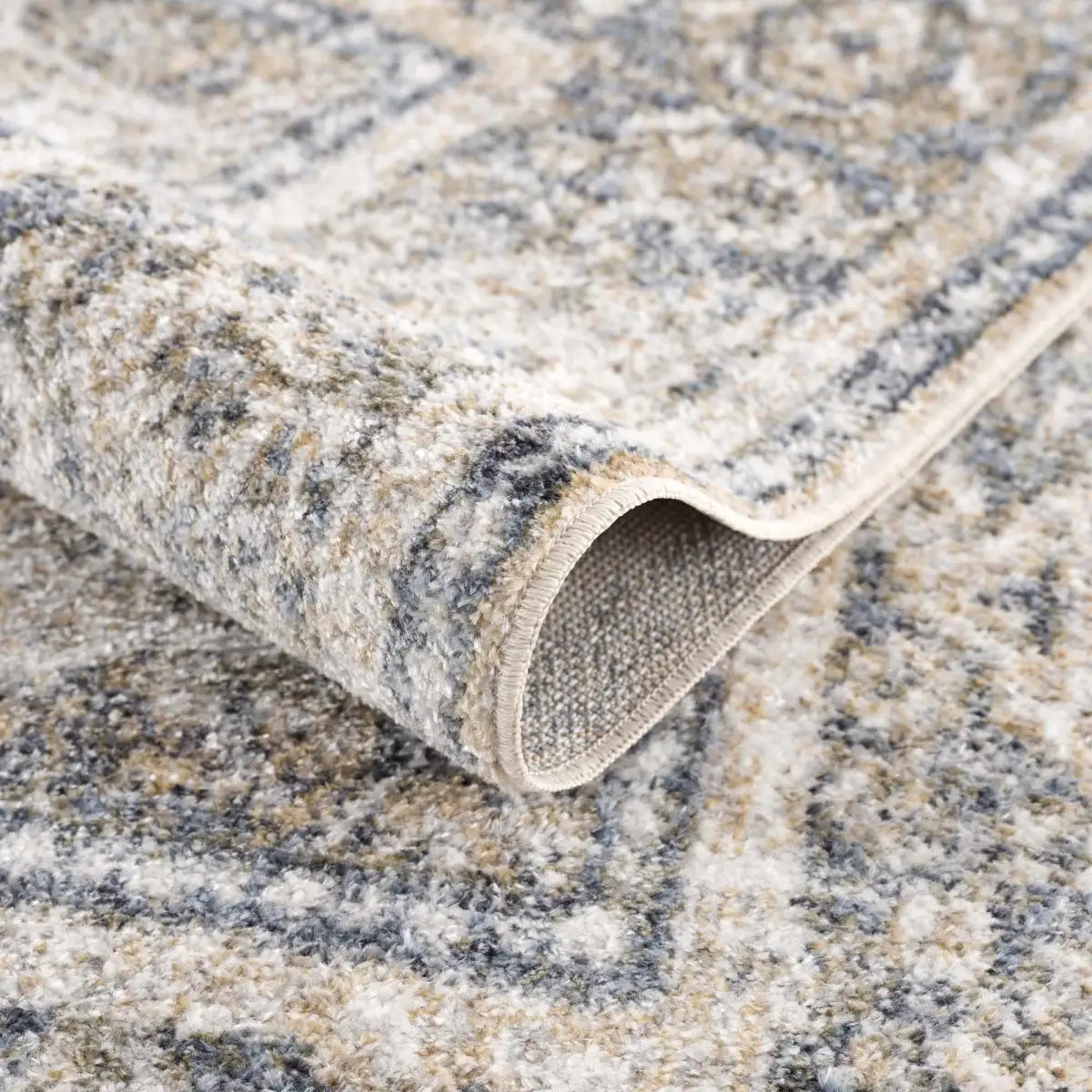Arias Cream & Blue Washable Area Rug - Boutique Rugs