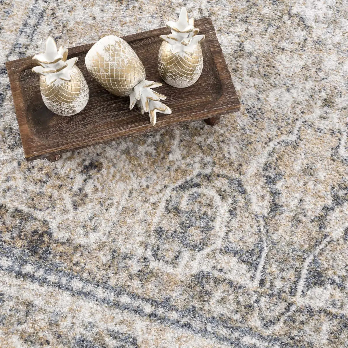 Arias Cream & Blue Washable Area Rug - Boutique Rugs