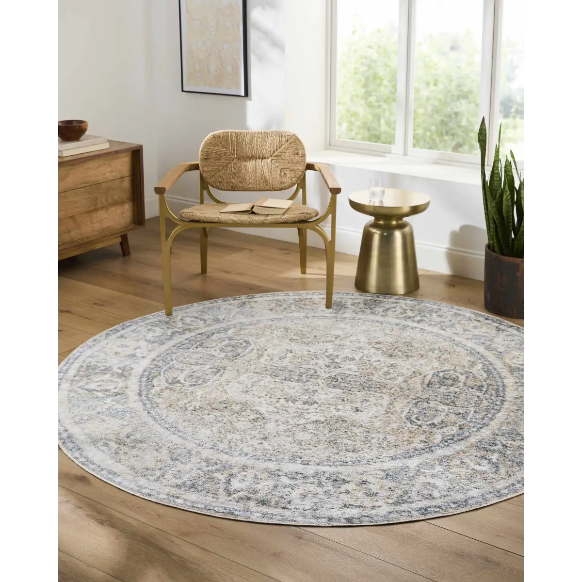 Arias Cream & Blue Washable Area Rug - Boutique Rugs