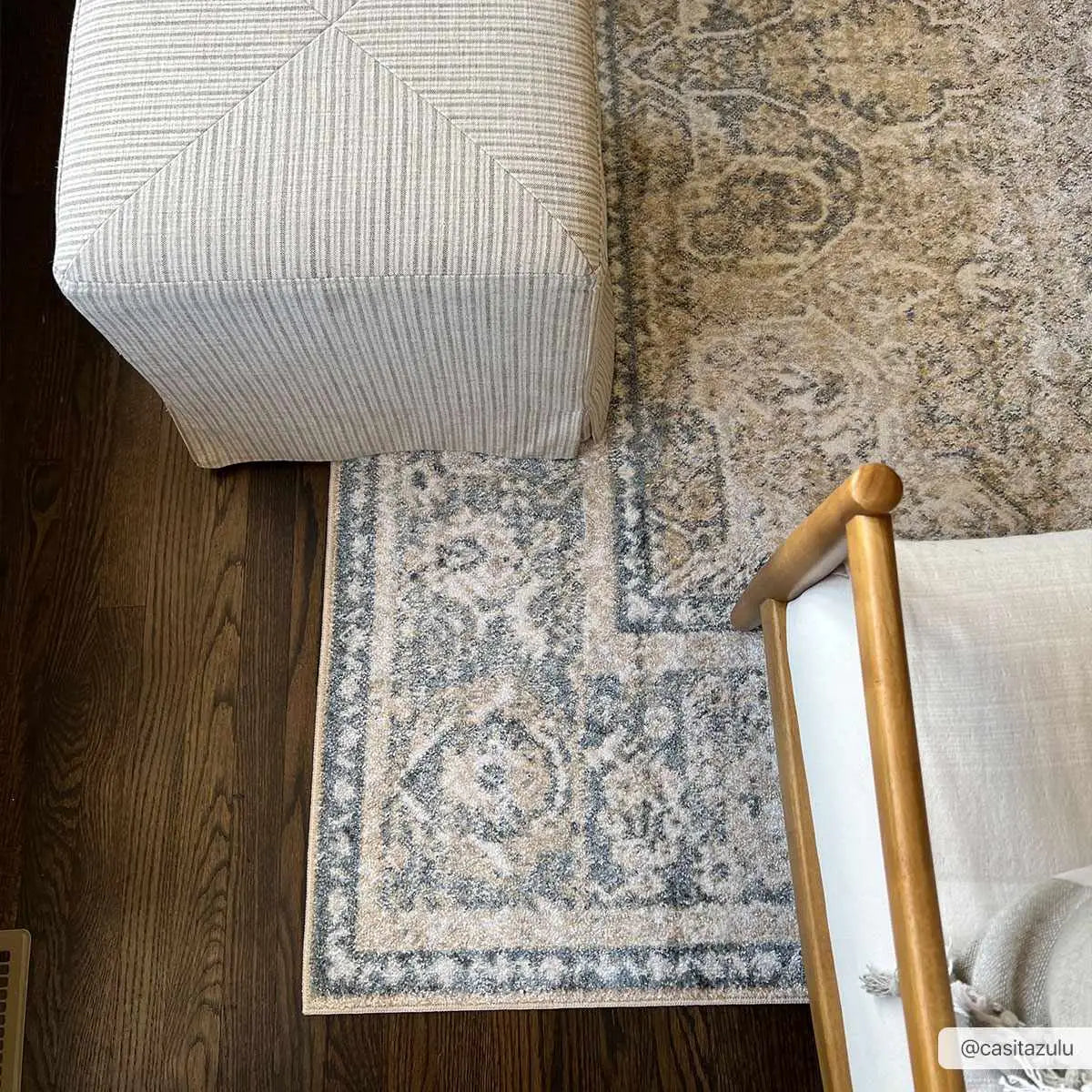 Arias Cream & Blue Washable Area Rug - Boutique Rugs