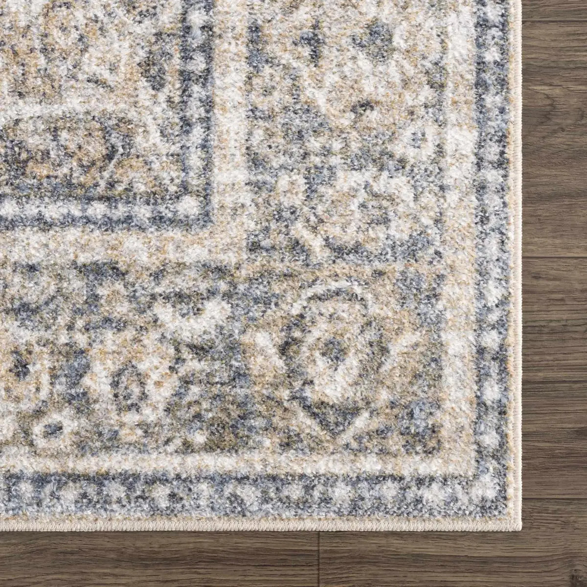 Arias Cream & Blue Washable Area Rug - Boutique Rugs