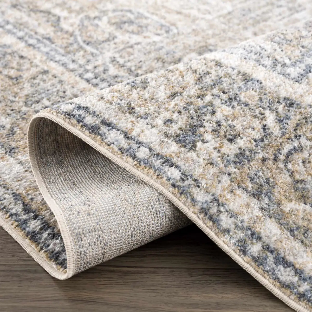 Arias Cream & Blue Washable Area Rug - Boutique Rugs
