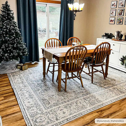 Arias Cream & Blue Washable Area Rug - Boutique Rugs