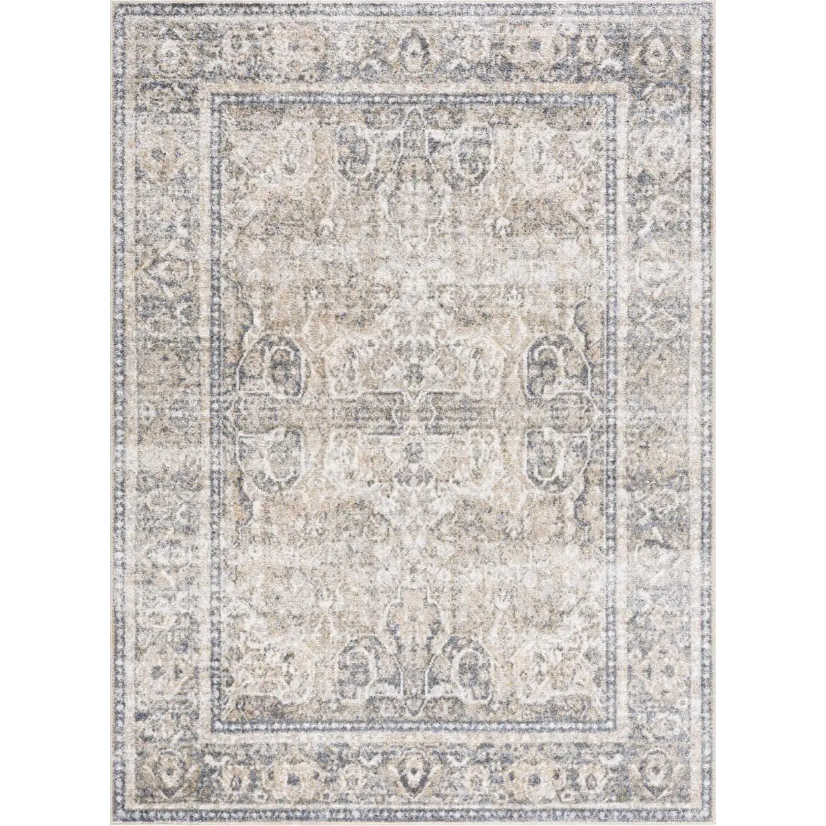 Arias Cream & Blue Washable Area Rug - Boutique Rugs