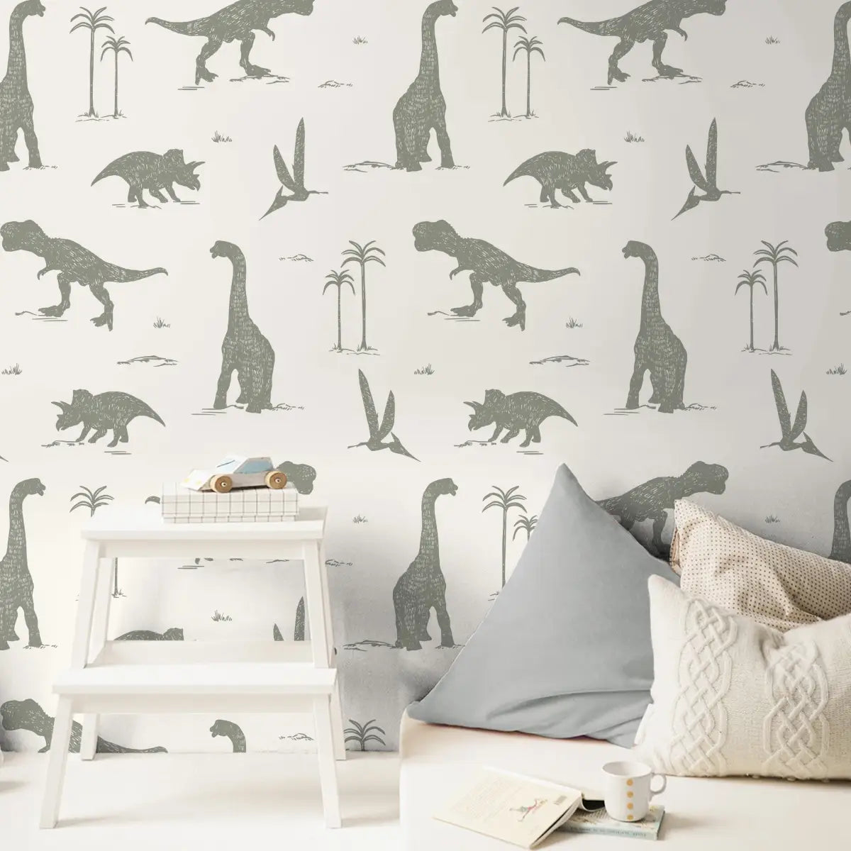 Arlo Wallpaper - Sketched Dinosaurs - by Hufton Studio - Loomwell Home Goods