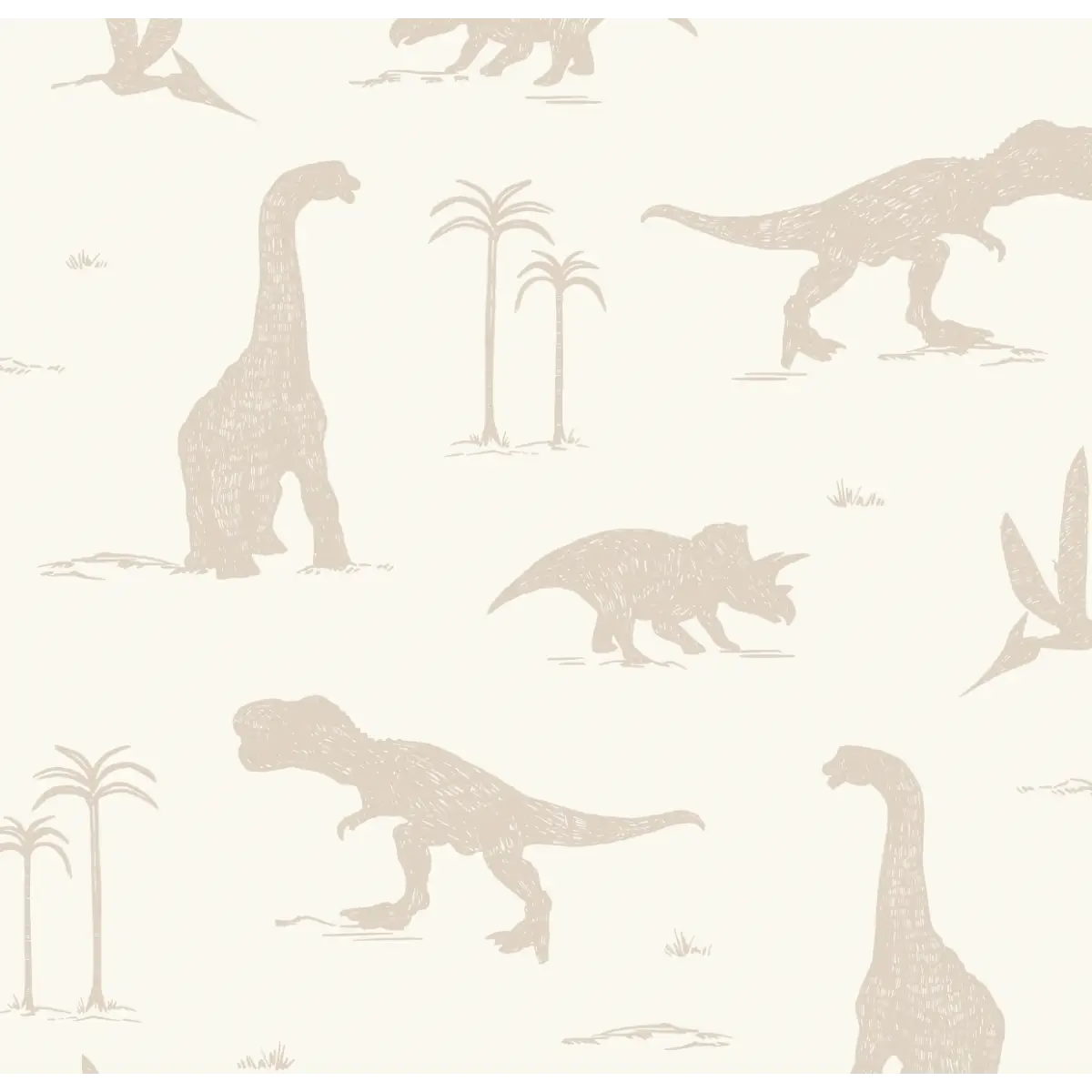 Arlo Wallpaper - Sketched Dinosaurs - by Hufton Studio - Sample 1 foot by 1 foot / Cream Arctic Wolf - Loomwell Home