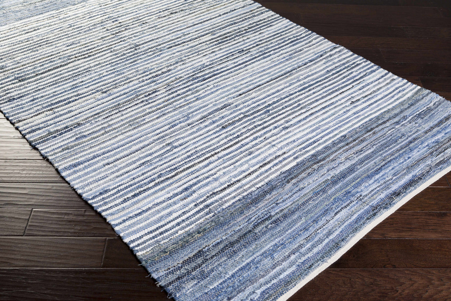Blue Stripe Cotton Area Rug - Boutique Rugs