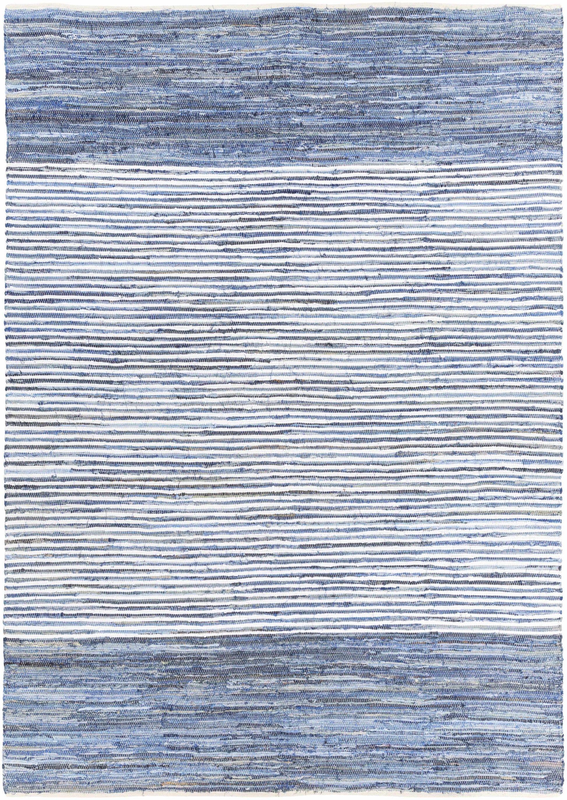 Blue Stripe Cotton Area Rug - 8’ x 11’ Rectangle - Boutique Rugs