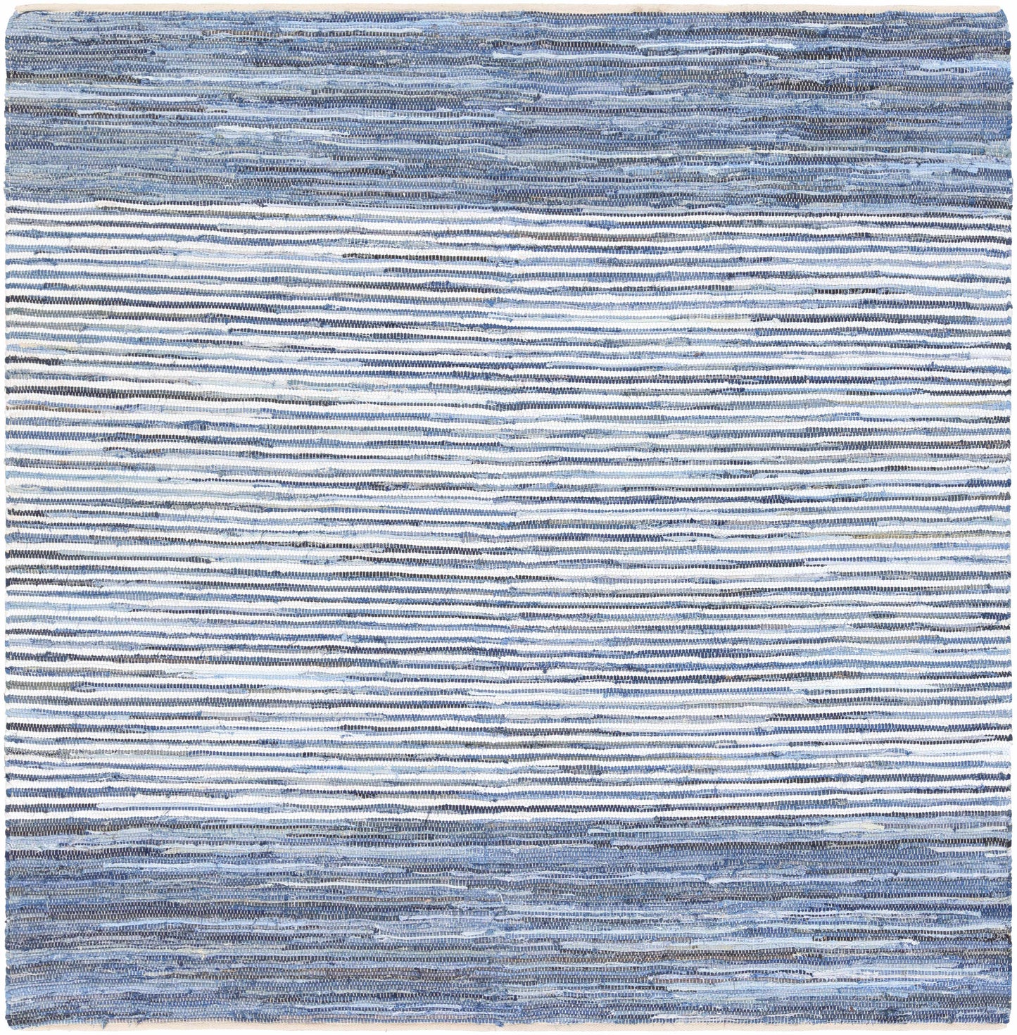 Blue Stripe Cotton Area Rug - 8’ Square - Boutique Rugs