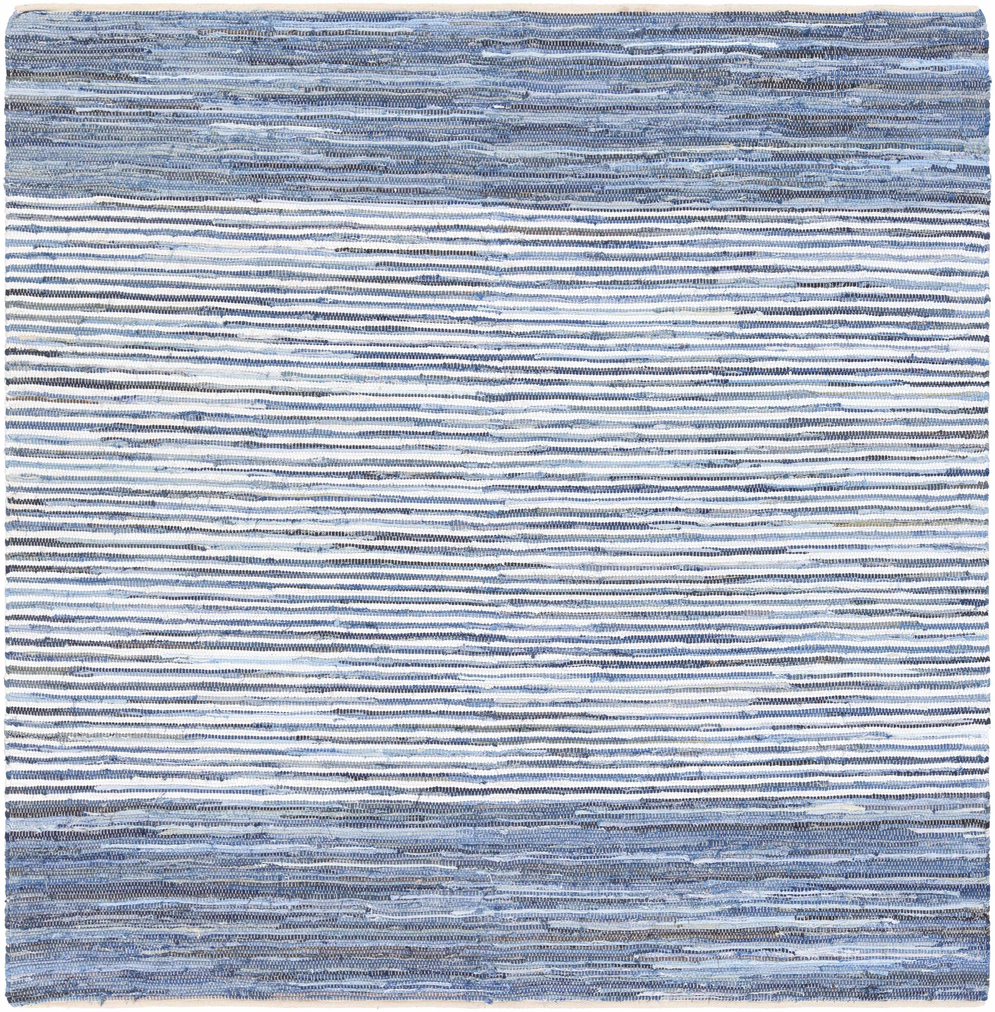 Blue Stripe Cotton Area Rug - 8’ Square - Boutique Rugs