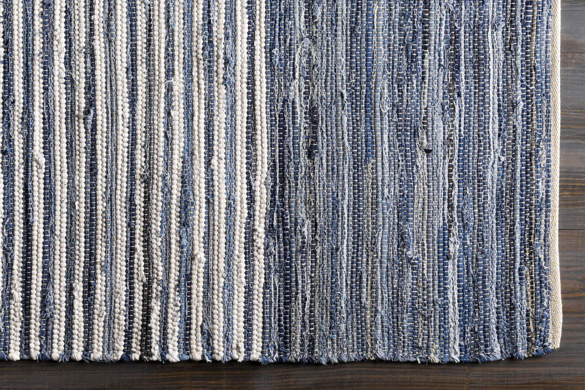 Blue Stripe Cotton Area Rug - Boutique Rugs
