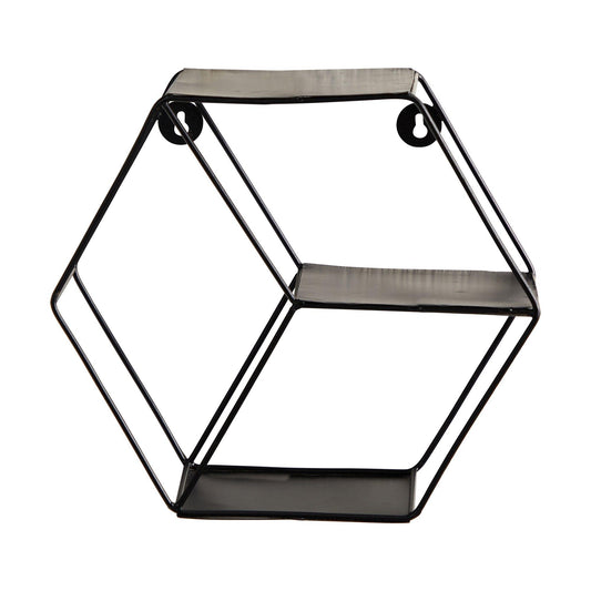 Étagère murale hexagonale noire mate de 10 po