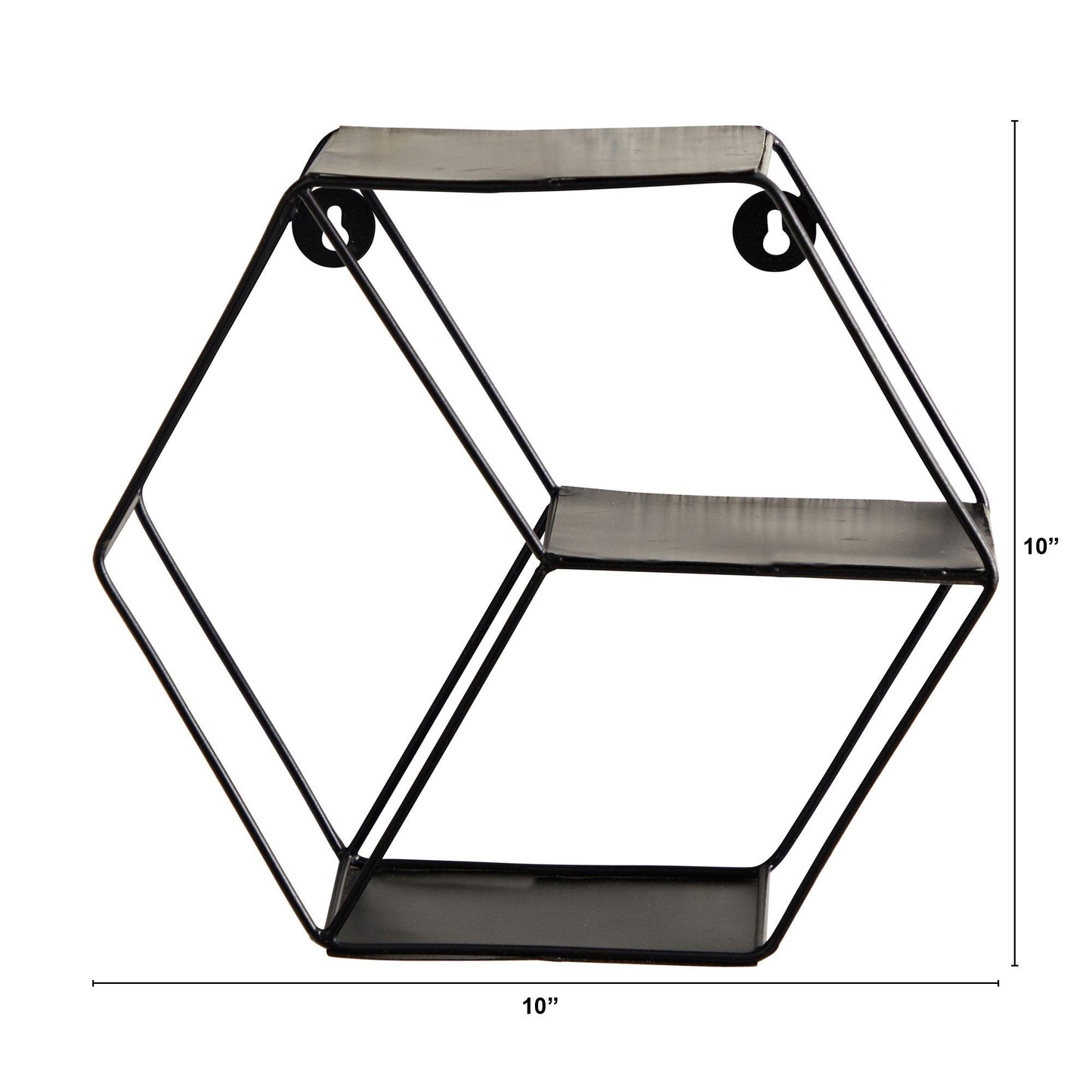 Estante de pared hexagonal negro mate de 10"