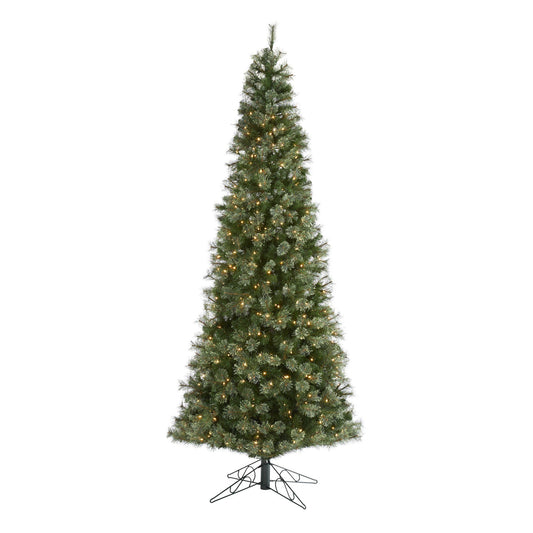 10' Cashmere Slim Artificial Christmas Tree with 750 Warm White Lights and 1908 Bendable Branches