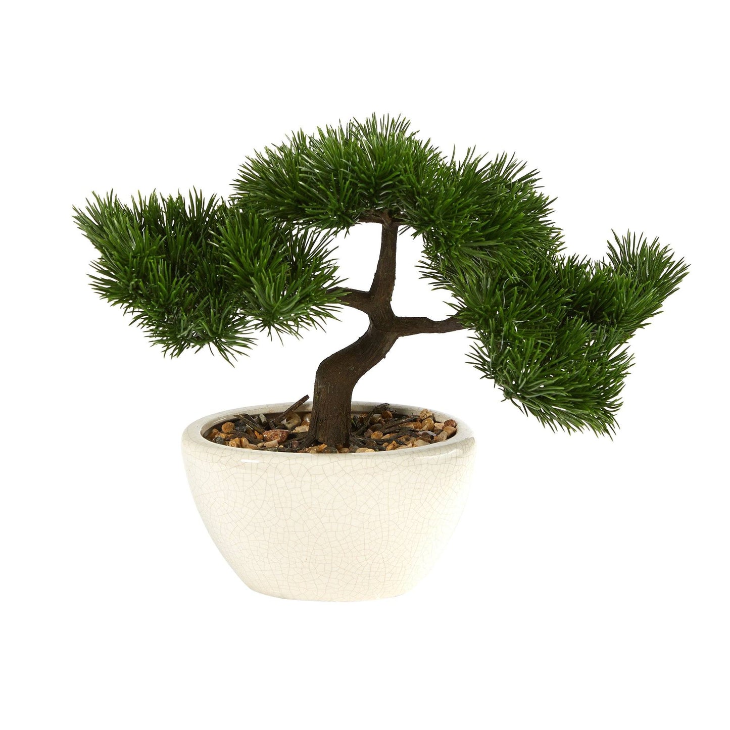 Árbol bonsái artificial de cedro de 10" en maceta decorativa