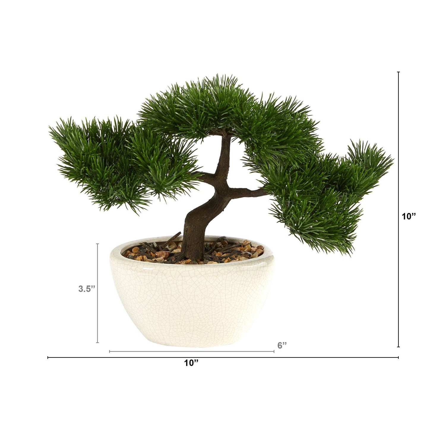 Árbol bonsái artificial de cedro de 10" en maceta decorativa