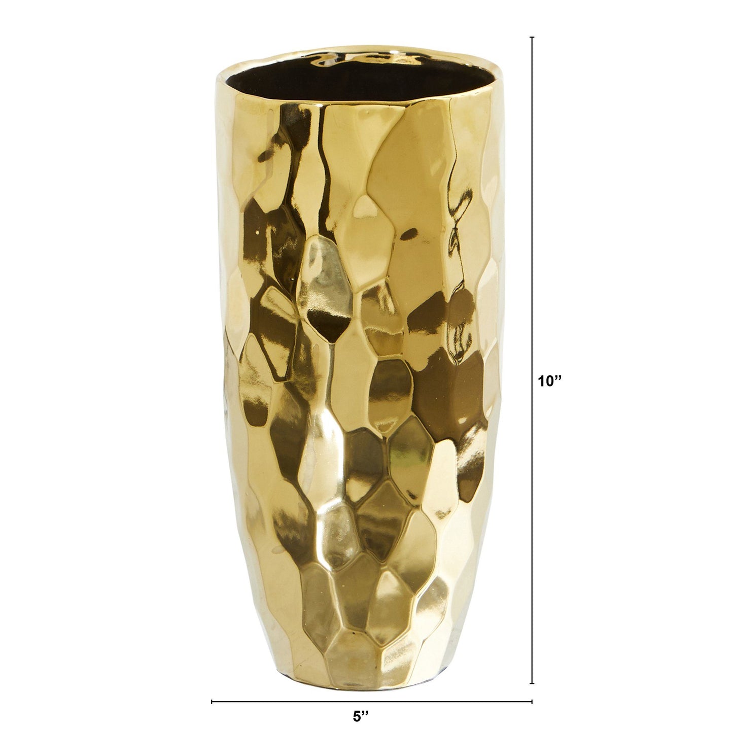 Vase cylindrique doré design de 10 po