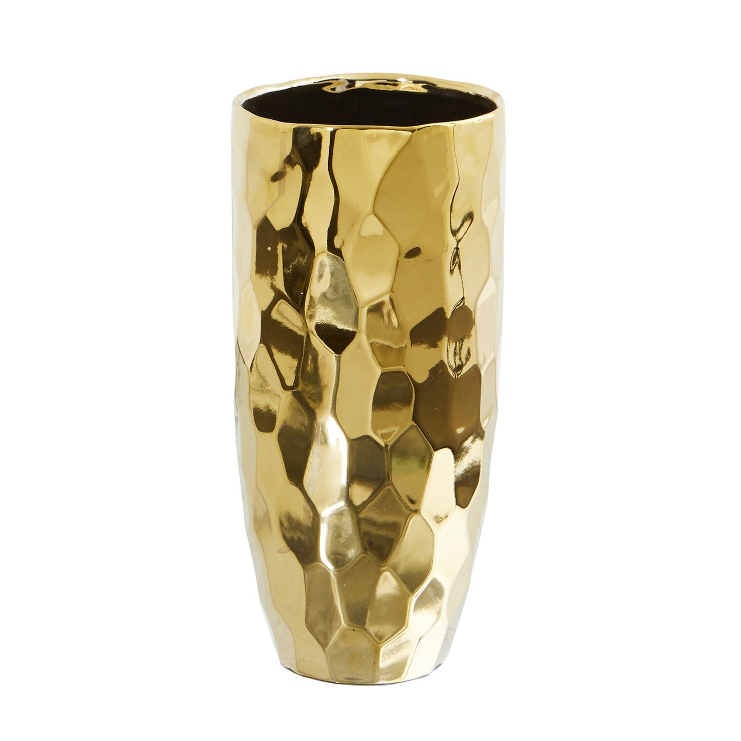 Vase cylindrique doré design de 10 po