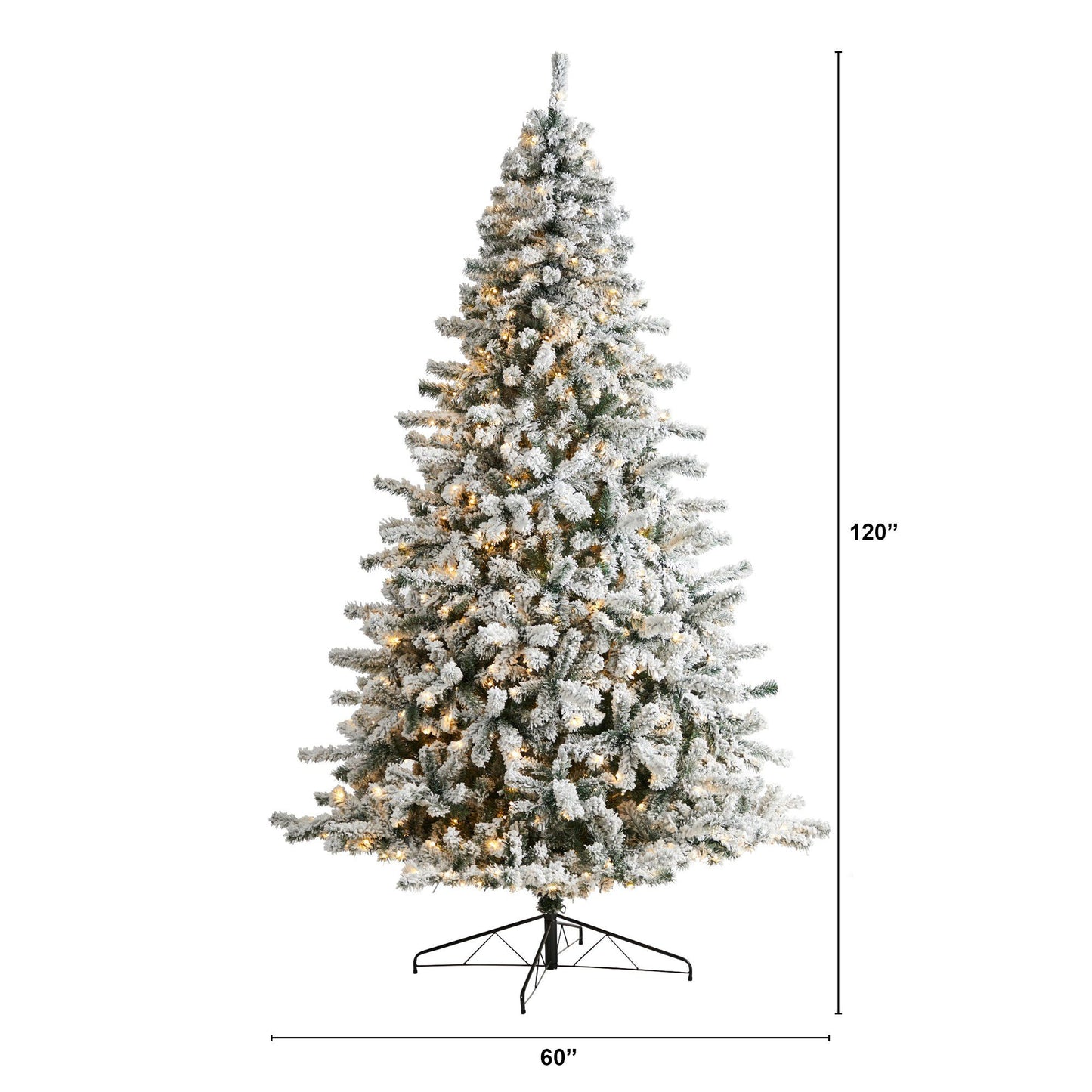 Sapin de Noël floqué de 10 pi en épicéa de Rock Springs avec 800 lumières LED et 1880 branches pliables