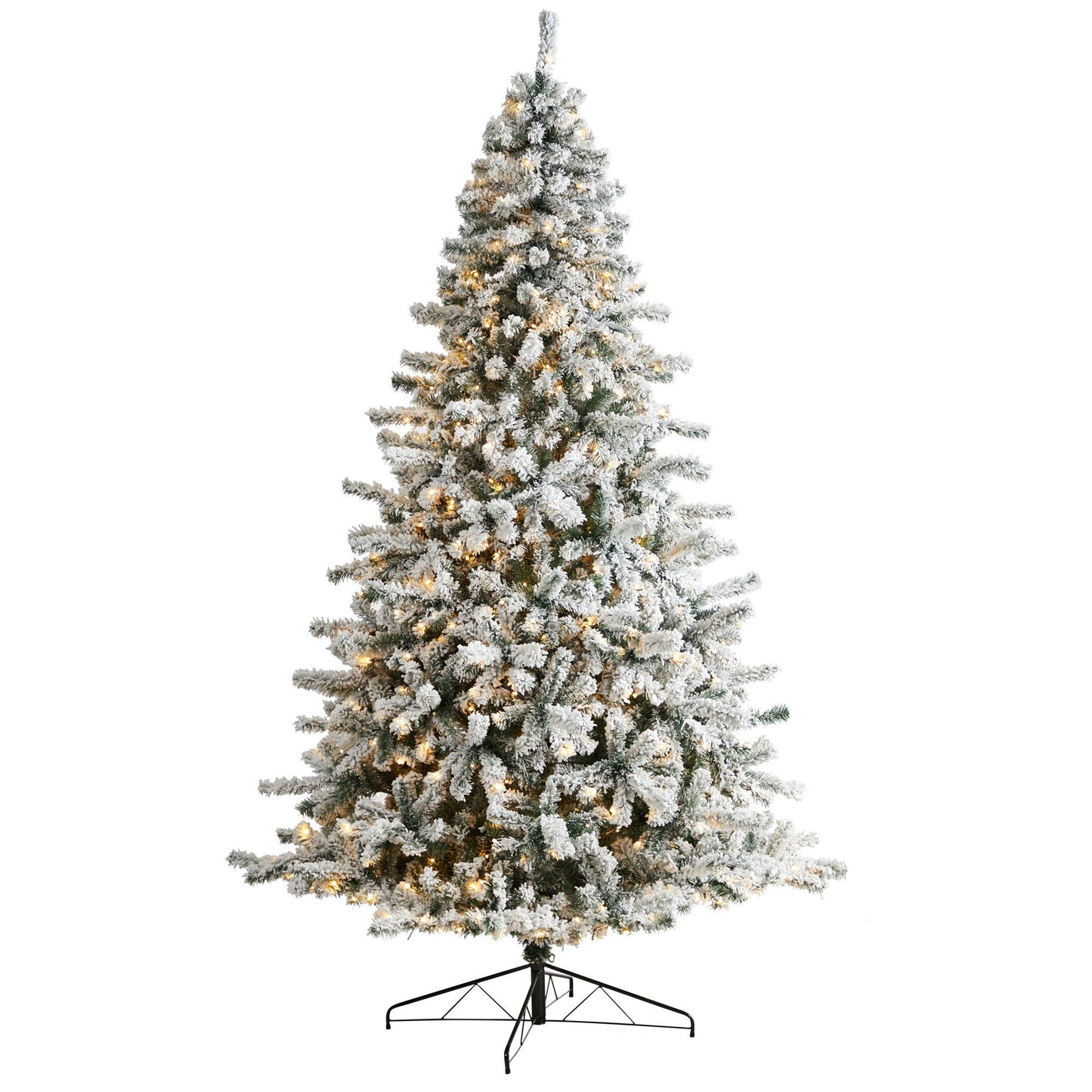 Sapin de Noël floqué de 10 pi en épicéa de Rock Springs avec 800 lumières LED et 1880 branches pliables