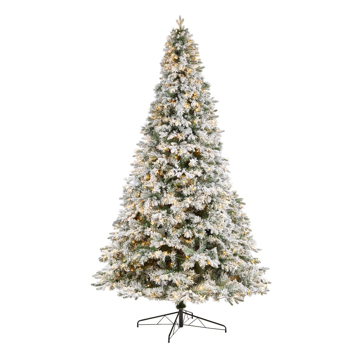 Sapin de Noël mixte floqué du Vermont de 10 pi avec 800 lumières LED et 2200 branches pliables