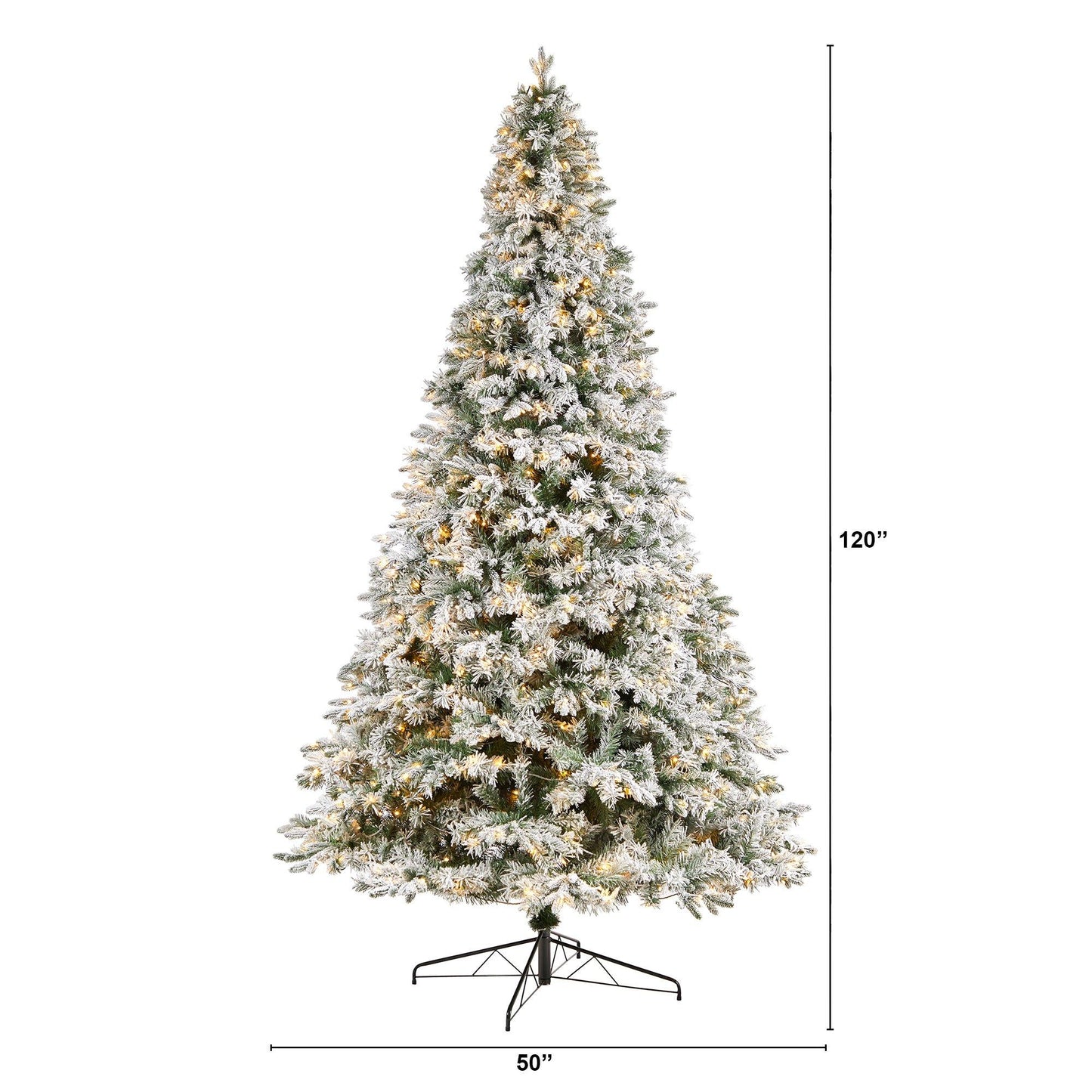 Sapin de Noël mixte floqué du Vermont de 10 pi avec 800 lumières LED et 2200 branches pliables