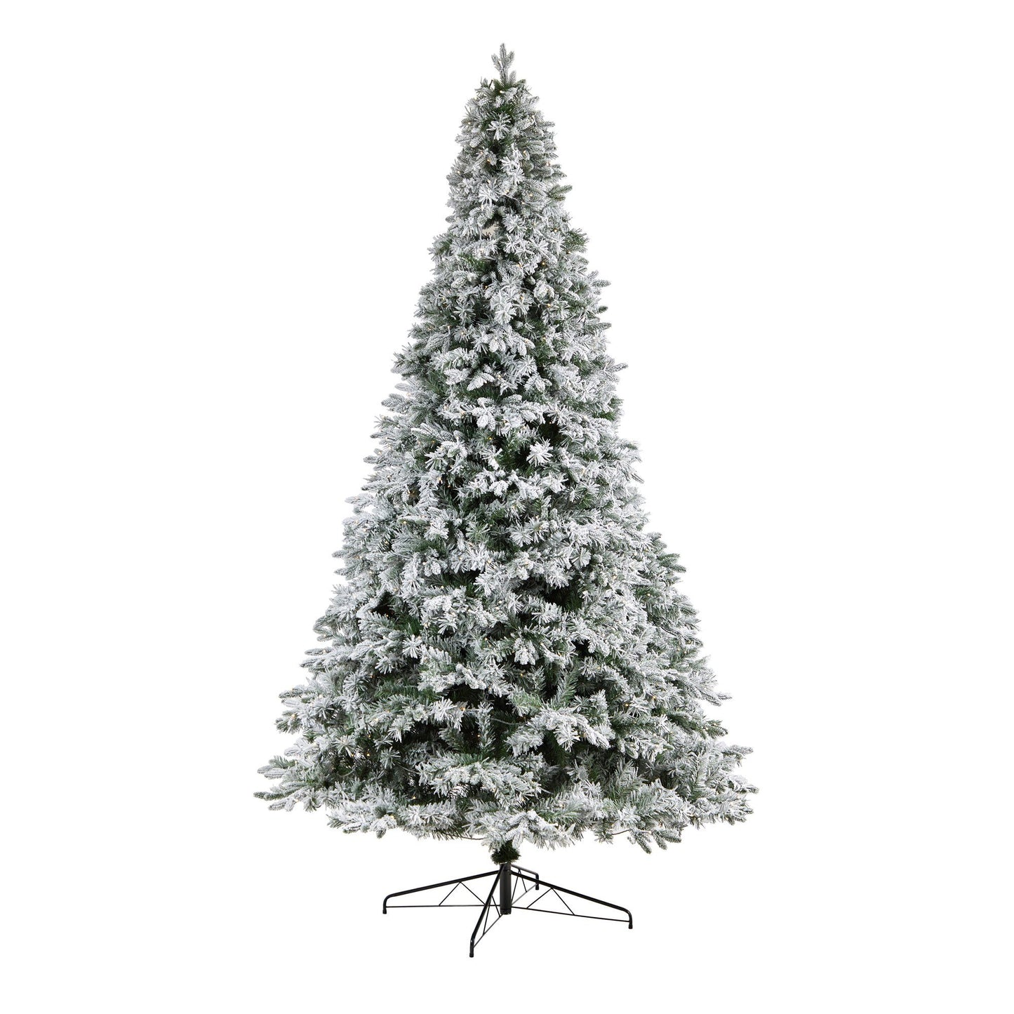 Sapin de Noël mixte floqué du Vermont de 10 pi avec 800 lumières LED et 2200 branches pliables