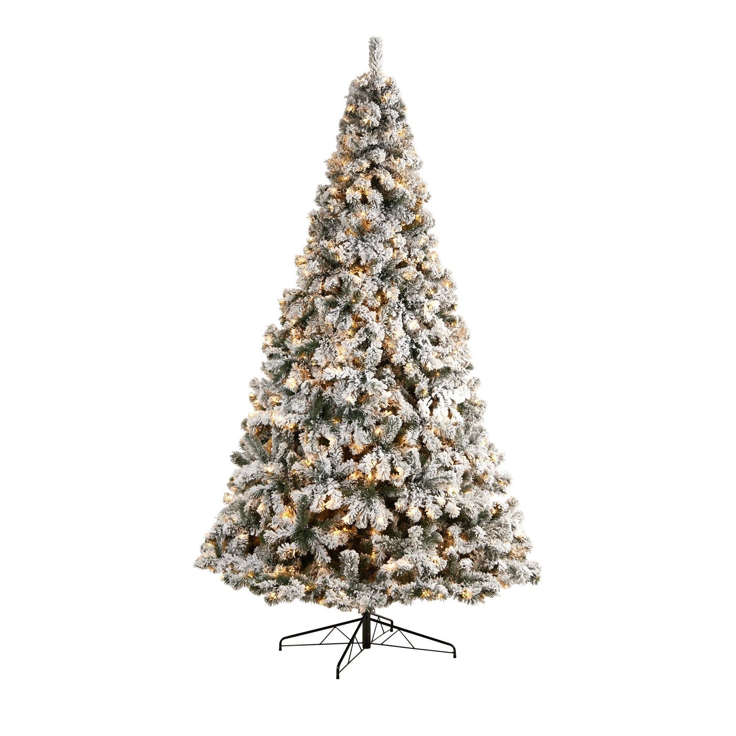 Sapin de Noël artificiel floqué de Virginie-Occidentale de 10 pi avec 800 lumières LED blanc chaud et 1680 pointes