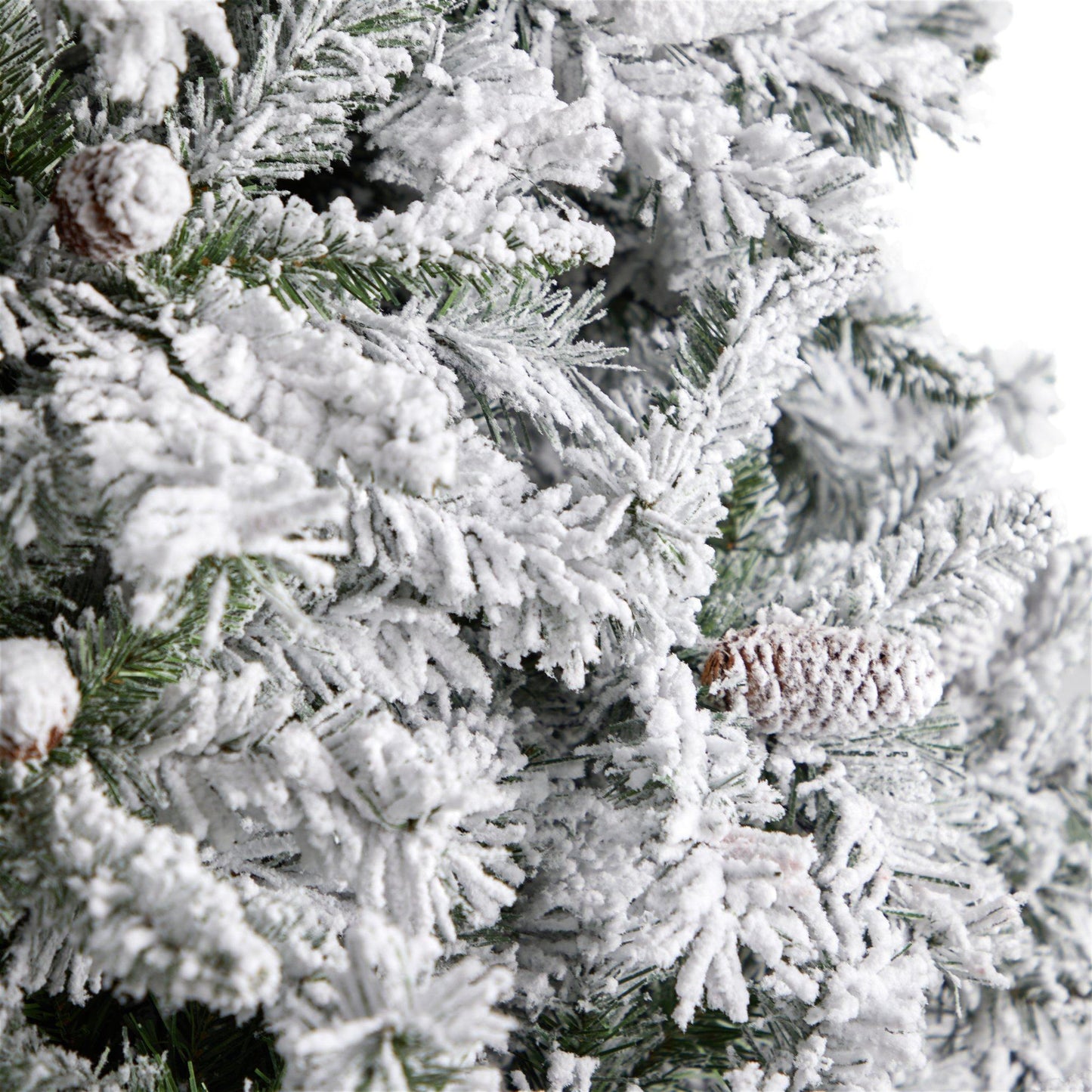 Sapin de Noël floqué de 10 pieds de hauteur avec pommes de pin et 800 lumières LED transparentes